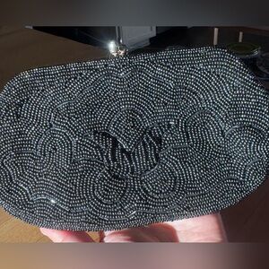 Bon Soir Black Beaded Clutch